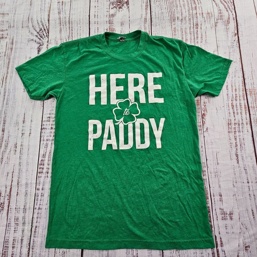 Here to Paddy St Patrick's Day Green Short Sleeve Cotton Blend T-Shirt Men's‎ S